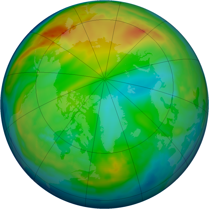 Arctic ozone map for 08 December 2009